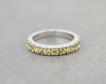 Citrine Ring Band in 14k White Gold