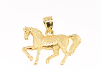 14k Yellow Gold Horse Pendant or Charm for Bracelet