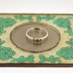 Vintage 18k White Gold Wedding Band - Art Deco - Orange Blossom sz 5.5