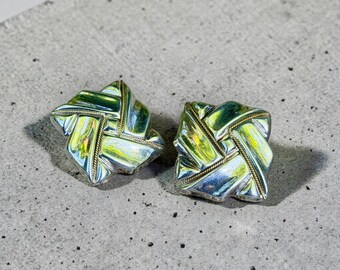 Vintage Clip-On Earrings TA-97  Sculptural Modernist Statement in Sterling Silver by TAXCO