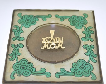 14k Yellow Gold I Love You Mom Charm or Pendant Heart