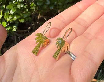 Palmetto Tree Earrings in 10k Yellow Gold