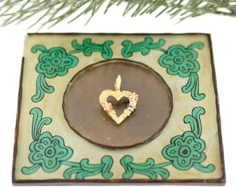 14k Heart Pendant Black Hills Gold Flower Pendant -  Charm for Bracelet