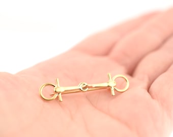 14k Yellow Gold Snaffle Bit Bar Pin for Equestrian - Horse Pin - Equine Jewelry