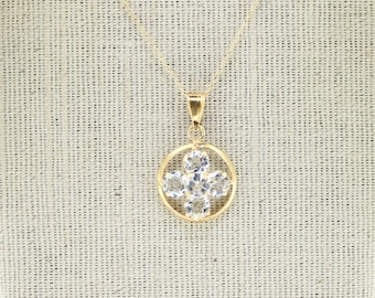 14k Yellow Gold Quartz Pendant for Necklace