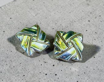 Vintage Clip-On Earrings TA-97  Sculptural Modernist Statement in Sterling Silver by TAXCO