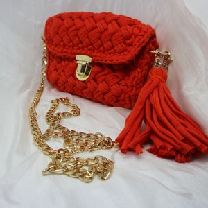 Stricktasche, Häkeltasche, orange Stricktasche, orange Häkeltasche, kleine Zeremonietasche, kleine Hochzeitstasche, handgemachte Tasche