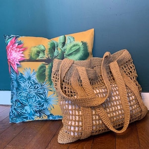 macrame raphia bag , macramae basket , beach bag  raphia bag