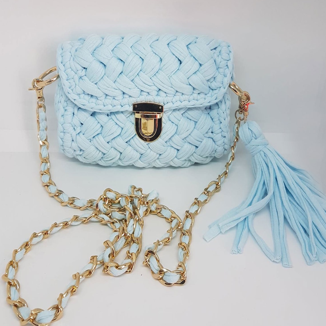 Petit sac pour mariage , sac c?�r?�monie , sac bleu, sac crochet , sac tricot?� bleu, sac crochet 