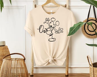 Minimalist Mickey Unisex T-Shirt – Disney-Inspired Trip Tee, Modern Disney Shirt, Mickey Mouse Outline Tee, Family Vacation Shirt