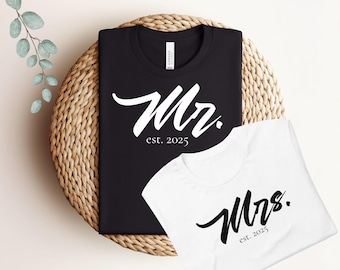 Mr. and Mrs. Unisex t-shirt. Wifey and Hubby Shirt, Bride and Groom Est, Wife and Husband Shirts, Just Married Tshirt, Honeymoon T-shirt