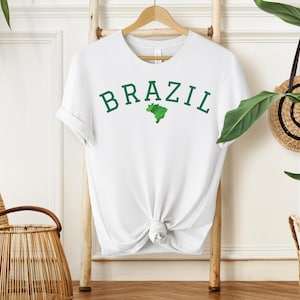 Maglietta unisex Brasile – Maglietta Brasile, Estetica Rio de Janeiro, Maglietta Mappa Brasiliana, Regalo per Fan di Calcio, Vibrazioni Tropicali