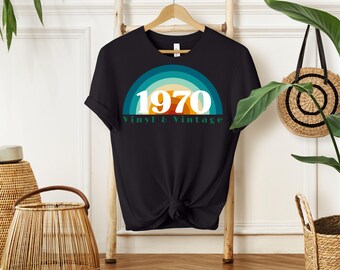 Camiseta unisex vintage y de vinilo de 1970. Camiseta retro para amantes de la música, camiseta estética vintage, camiseta nostálgica de rock clásico, regalo para amantes de la música.