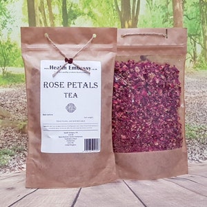 Organic Dried Burgundy Red Rose Petals, Edible Flowers, Rose Tea