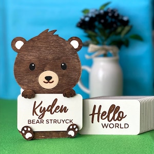 Ours représentant un jalon mensuel personnalisé pour photos de bébé | Accessoires | Cadeau de douche | Cartes | Nouvelle maman fille garçon | Bois | Prêt à expédier
