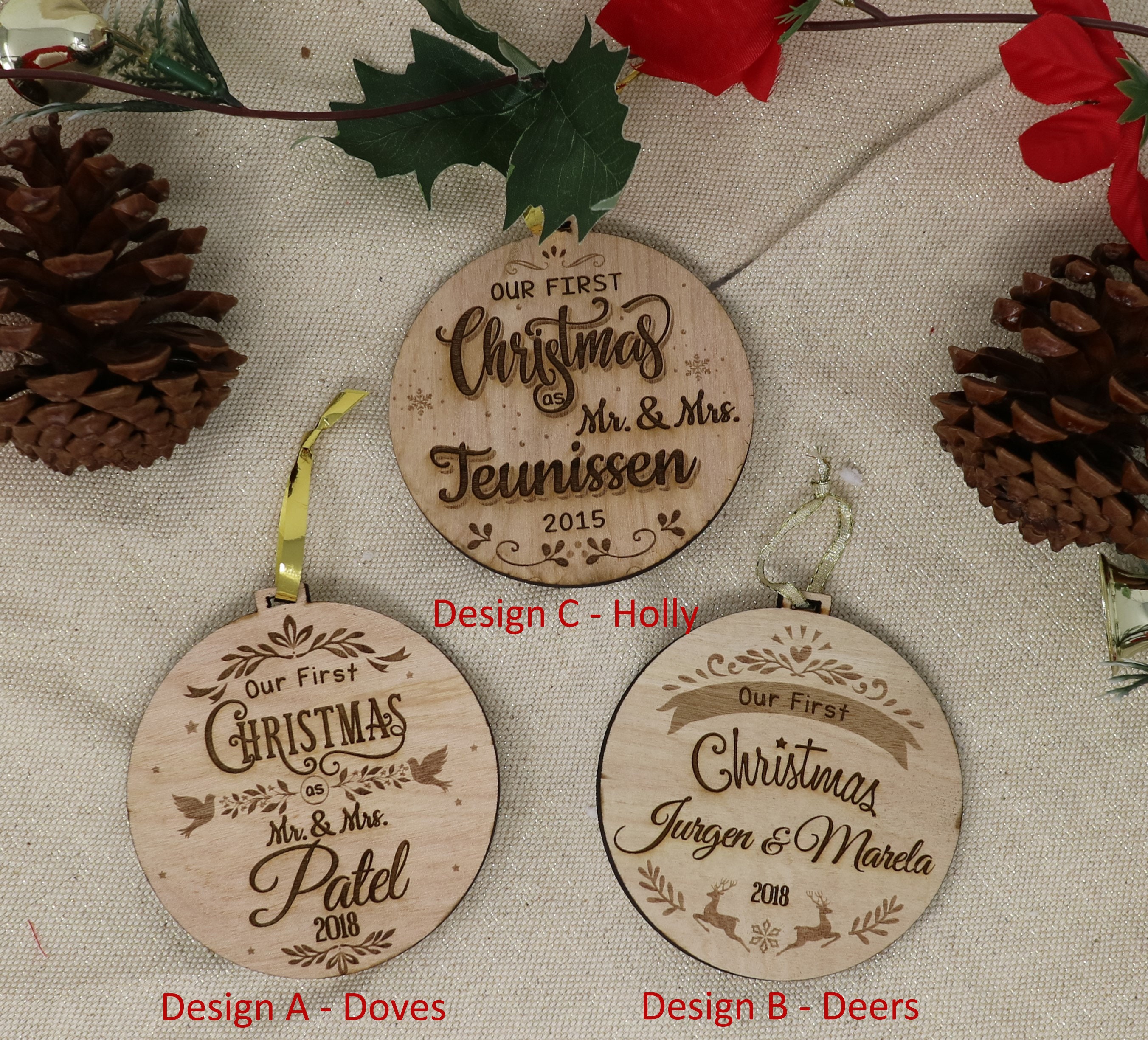 Family Puzzle Heart Ornament Wood Rustic Personalized Valentine 