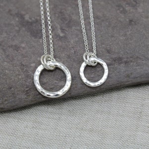 Hammered Sterling Silver Circle Necklace: Handmade Open Circle Pendant