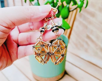 Hello Bees D&D D20 Earrings