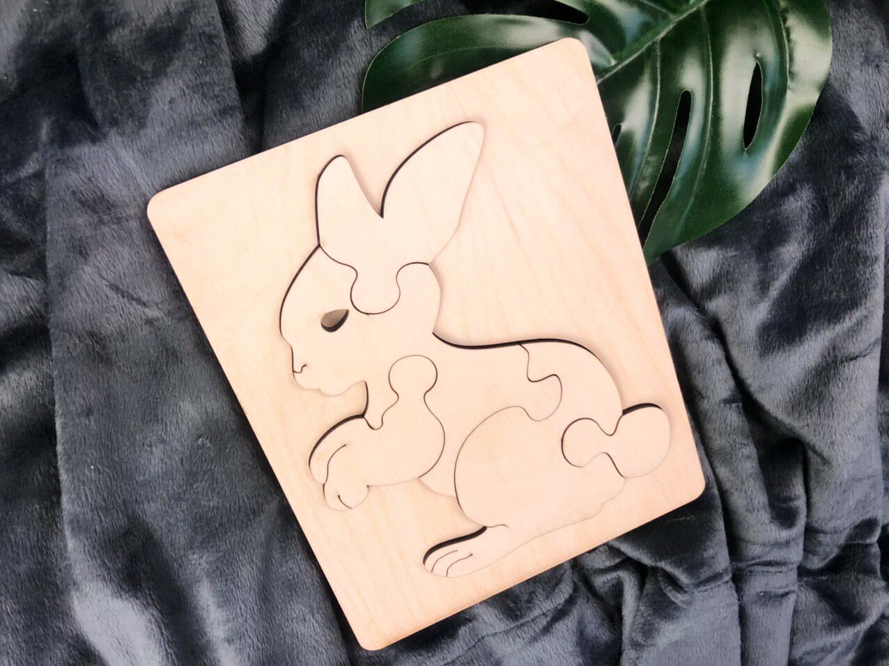 Rabbit Puzzle for Child RABBIT Puzzle Laser Cut Vector Etsy UK