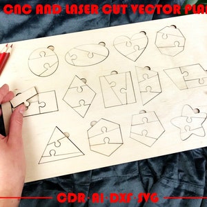 Lernspiele Puzzle für Kind | Figuren Formen Schablone| Laser Cut Vektor Download Laser Cut Muster | Dxf cdr ai SVG Dateien | CNC-Datei