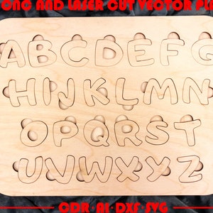 Laser Cut Alphabet Puzzle Template (cnc, svg, dxf, cdr, ai Files)
