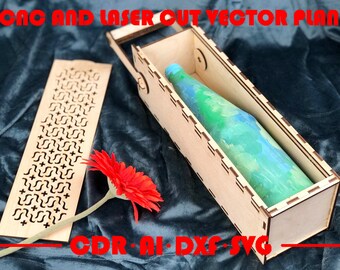 Portabogado / Vector de corte láser / Descarga instantánea / Caja de vino / Patrón de corte láser / Archivos svg de wine dxf cdr ai / Archivo vectorial CNC y cortado por láser
