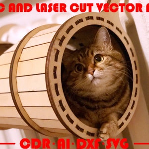 CAT House Cat place Heater Cat House Laser cut vector Pattern dxf cdr ai svg files | CNC and laser cut vector file