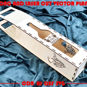 Laser Cut Wine Box Template | CNC Vector Files (dxf, cdr, ai, svg)