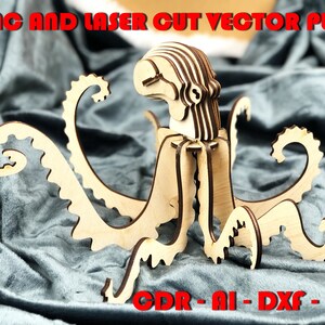 OCTOPUS 3D Vector Kit Puzzle DIY Wooden Gift for Boys Laser cut vector | dxf cdr ai svg files | CNC and laser cut vector file