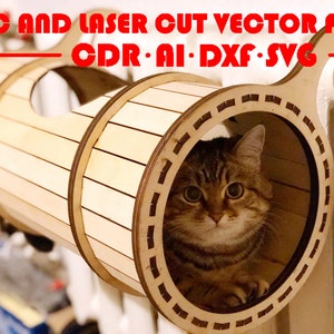 CAT House Cat Place Heater Cat House Laser cut Vektor Muster dxf cdr ai svg Dateien | CNC- und Laserschnitt-Vektordatei