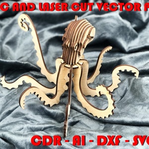 OCTOPUS 3D Vector Kit Puzzle DIY Wooden Gift for Boys Laser cut vector | dxf cdr ai svg files | CNC and laser cut vector file