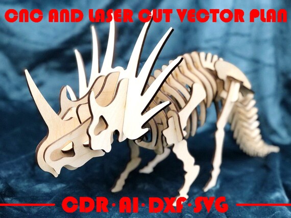 Download Dinosaur Triceratops 3d Vector Kit Puzzle Diy Wooden Gift For Etsy PSD Mockup Templates