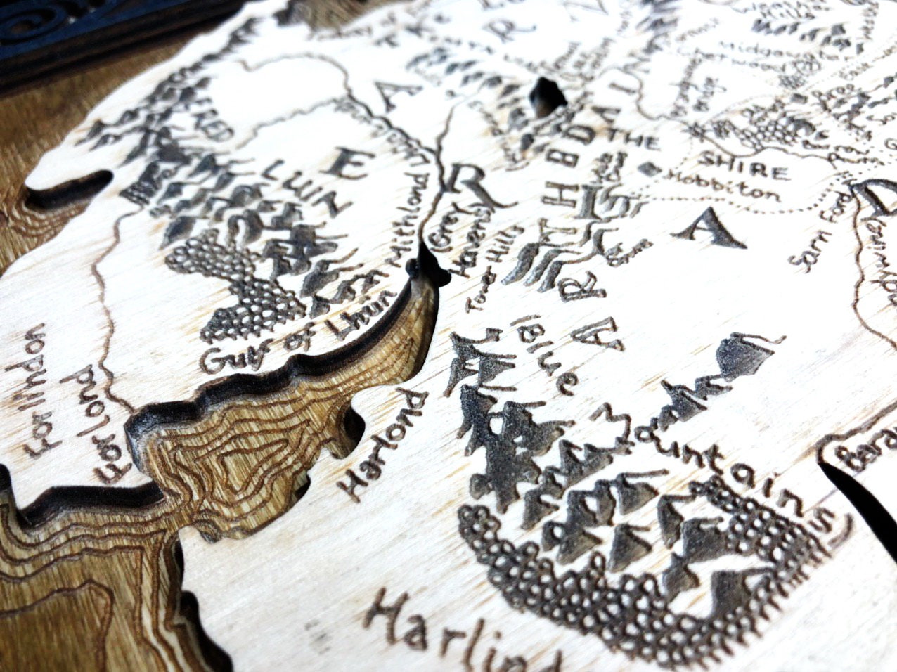 Large Wooden Map Wall Decor Unique Map Engraved on Wood Etsy
