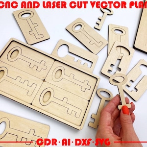 Schlüssel Lernspiele Puzzle für Kind | Figuren Formen Schablone| Laser cut Vektor Download Laser Cut | Dxf cdr ai SVG Dateien | CNC-Datei