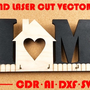 Home Wall key holder key hanger, simple key holder, key rack Laser cut vector Pattern dxf cdr ai svg files | CNC and laser cut vector file