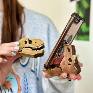 Dinosaurier Handy Ständer - Halter - IPhone Stand - Halter aus Holz - Handy Halter Ständer Zubehör Für Handys Smartphone Halter