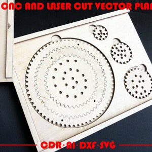Spirograafset | Educatieve spelletjes voor kinderen| Lasergesneden vectordownload Lasergesneden patroon | Dxf cdr ai SVG-bestanden | CNC-bestand
