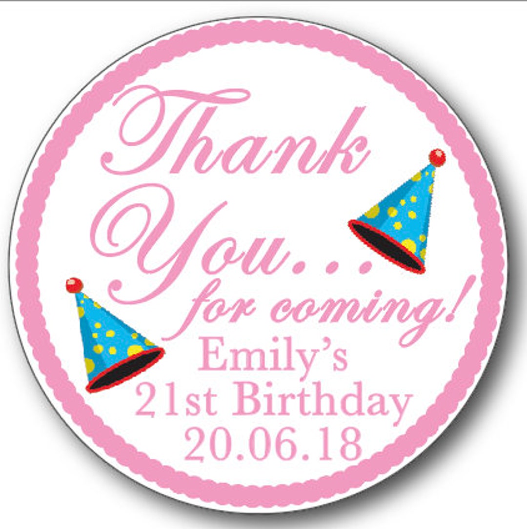 Personalised Thank You Birthday Stickers Thank You Stickers Etsy