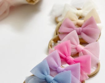 Baby Tulle Bow Headband: Soft Nylon Hairband, Newborn Gift