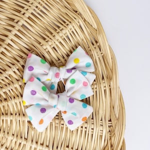 Polka dots Pig Tail Bows set, Pigtail Bows for Toddler, Toddler Spring Hairbows, Toddler hair bows, Pig Tail Bows, Baby Bow Clip, Baby gift