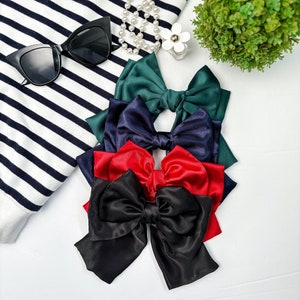 Large Satin Hair Bow Barrette: Elegant Women&#39;s Hair Clip