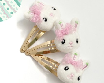 Easter Bunny snap clip-Bunny hair clip -gold snap clip- bangs hair clip