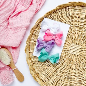 Fiocchi per capelli per bambina: fermagli in nastro grosgrain da 3 pollici, set da 4
