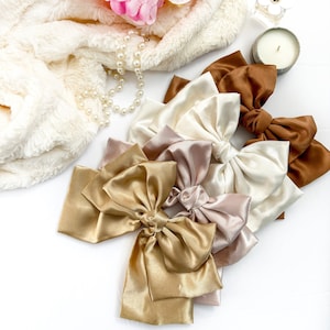 Large Satin Hair Bow Barrette: Elegant Women&#39;s Accessory