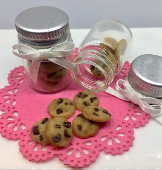 Dollhouse Miniature Chocolate Chip Cookies in Jar 1:12 Scale