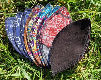 Black Interlabial Cloth Pads, Extra-Thin, Tampon Cup Backup