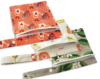 Zip Wet Bag: Organic Cloth Pads Container, Floral Sanitary Washable Leak-proof Sack, Zero Waste