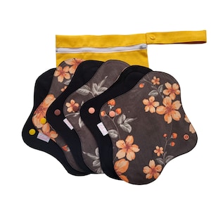 Schwarze wiederverwendbare Stoffpads, wiederverwendbare Menstruations-Damenbinden, Starter-Set Stoffpad