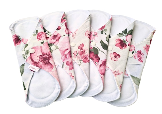 Reusable Organic Cloth Pads – 6 Pack 9" / 24cm Regular Flow, Washable and Waterproof, Made in Europe