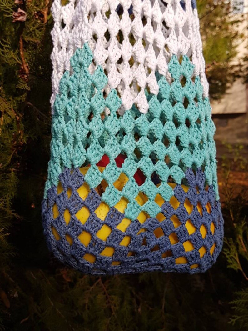 Crochet Market Bag Salmon or Turquoise Colors Ready to ship